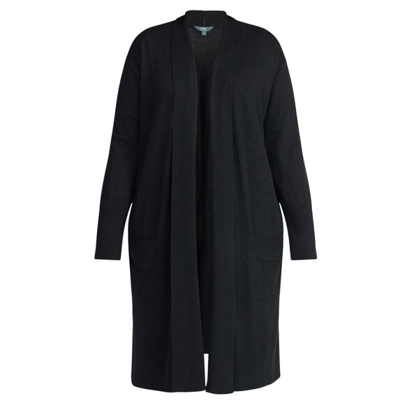 NEW Women's Plus Size Duster Cardigan Long Sweater With Pockets BLACK Size 4X - Picture 1 of 3